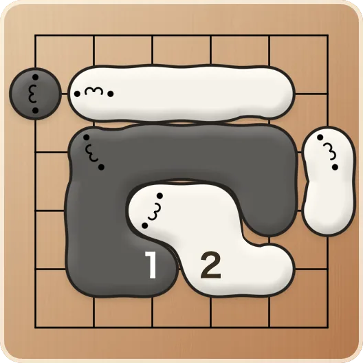 黒1(左下)からだと、白2で右の白とつながって逃げられてしまいます。